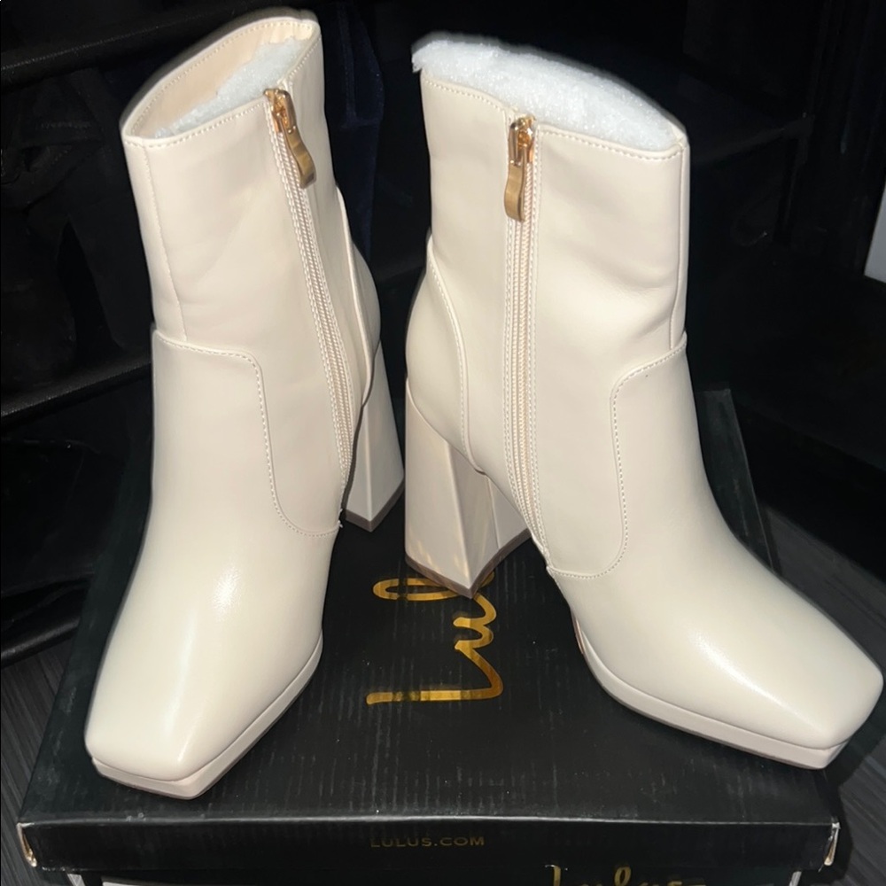 Lulus  Cream Ankle Boots